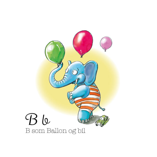 Illustration: B b som ballon og bil (SOLGT)