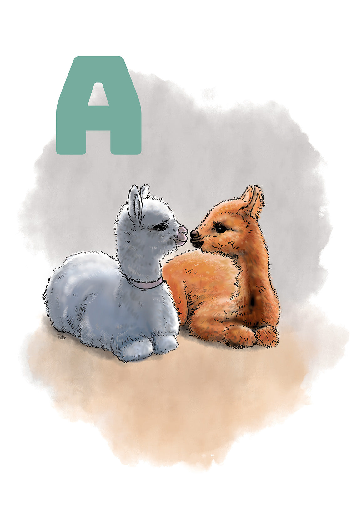 001 A Alpaka Alfabetplakat - GRÅ