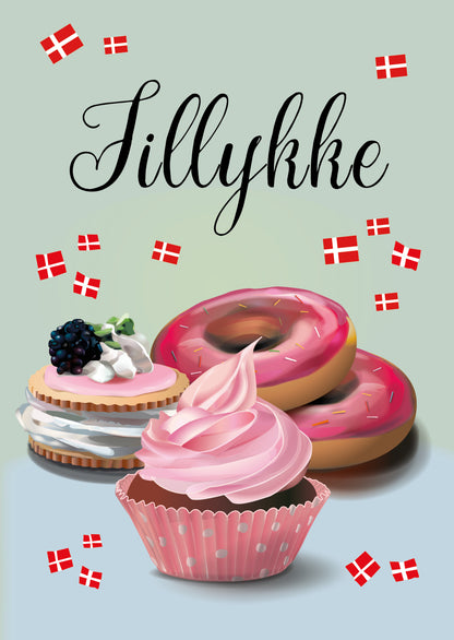 A5 kort med kagemotiver 5 stk.