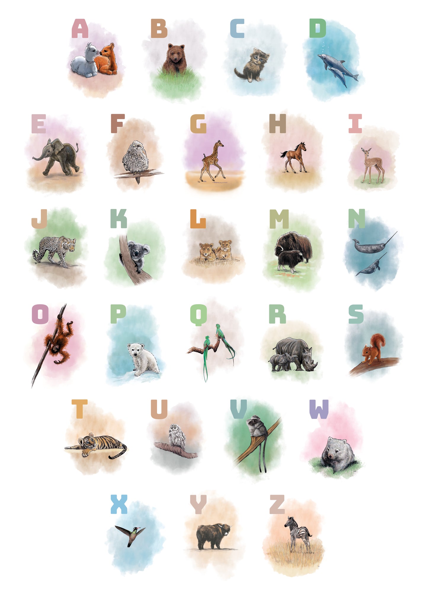 Alphabet ABC Poster PINK (50x70)cm